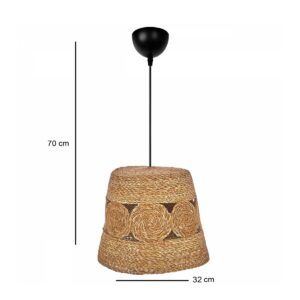 GLOBOSTAR® PANIER 204-0170 Boho Κρεμαστό Φωτιστικό Οροφής με Ντουί 1 x E27 AC 220-240V IP20 – Μπεζ – Μ32 x Π32 x Υ30cm