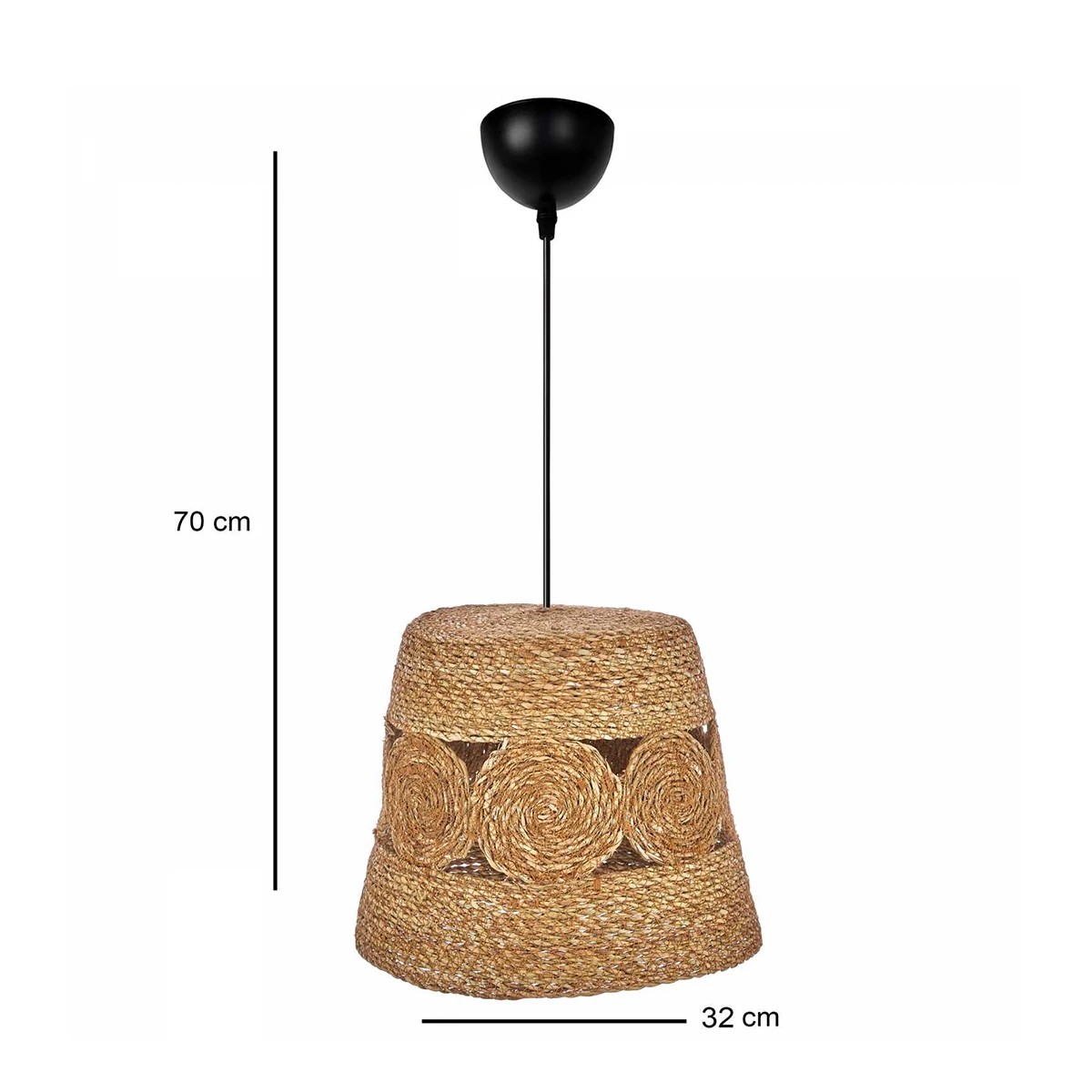 GLOBOSTAR® PANIER 204-0170 Boho Κρεμαστό Φωτιστικό Οροφής με Ντουί 1 x E27 AC 220-240V IP20 – Μπεζ – Μ32 x Π32 x Υ30cm