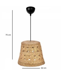 GLOBOSTAR® PANIER 204-0171 Boho Κρεμαστό Φωτιστικό Οροφής με Ντουί 1 x E27 AC 220-240V IP20 – Μπεζ – Μ32 x Π32 x Υ30cm