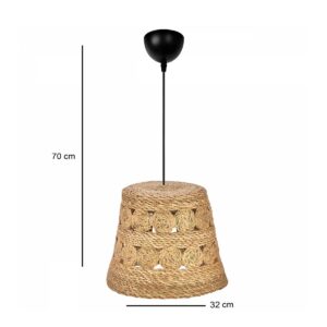 GLOBOSTAR® PANIER 204-0171 Boho Κρεμαστό Φωτιστικό Οροφής με Ντουί 1 x E27 AC 220-240V IP20 – Μπεζ – Μ32 x Π32 x Υ30cm