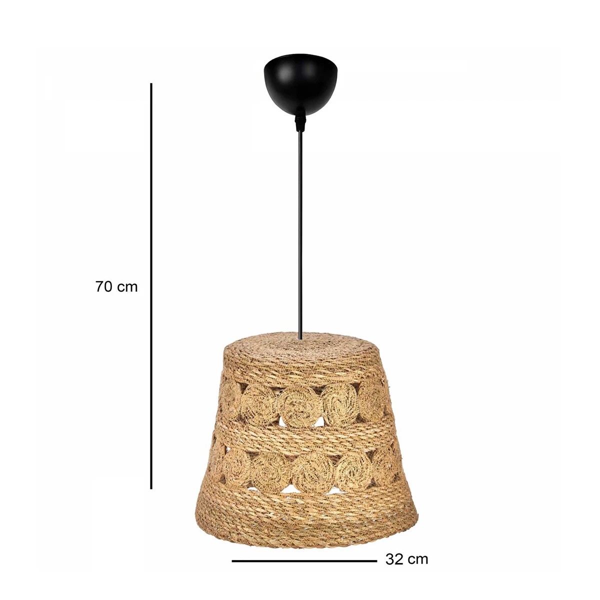 GLOBOSTAR® PANIER 204-0171 Boho Κρεμαστό Φωτιστικό Οροφής με Ντουί 1 x E27 AC 220-240V IP20 – Μπεζ – Μ32 x Π32 x Υ30cm