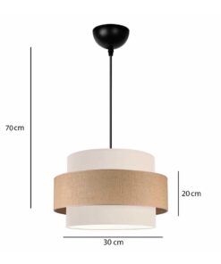 GLOBOSTAR® SOHO 204-0172 Μοντέρνο Κρεμαστό Φωτιστικό Οροφής με Ντουί 1 x E27 AC 220-240V IP20 – Καφέ & Μπεζ – Μ30 x Π30 x Υ20cm