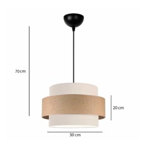 GLOBOSTAR® SOHO 204-0172 Μοντέρνο Κρεμαστό Φωτιστικό Οροφής με Ντουί 1 x E27 AC 220-240V IP20 – Καφέ & Μπεζ – Μ30 x Π30 x Υ20cm