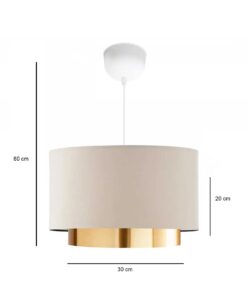 GLOBOSTAR® BASIL 204-0173 Μοντέρνο Κρεμαστό Φωτιστικό Οροφής με Ντουί 1 x E27 AC 220-240V IP20 – Μπεζ & Χρυσό – Μ30 x Π30 x Υ20cm