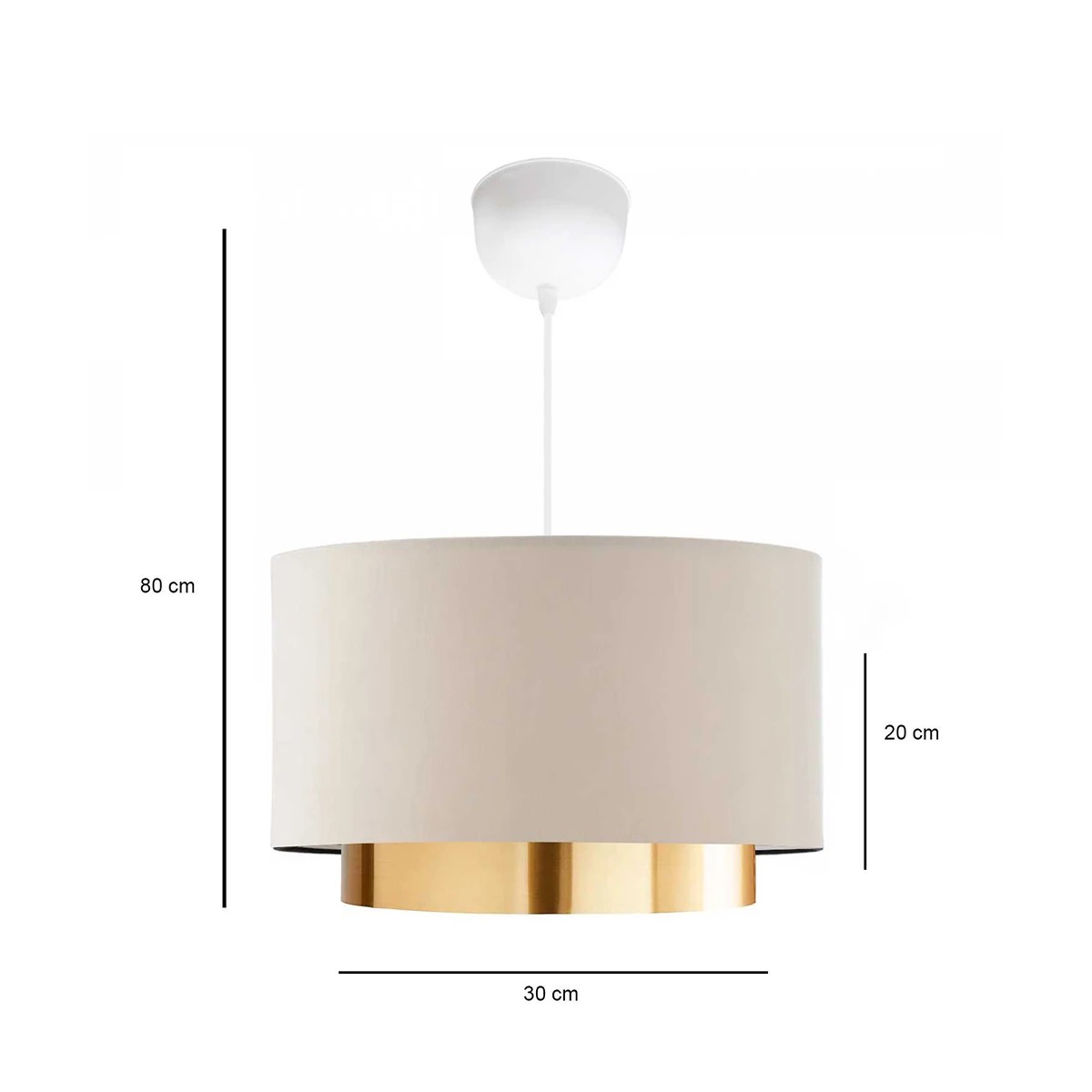 GLOBOSTAR® BASIL 204-0173 Μοντέρνο Κρεμαστό Φωτιστικό Οροφής με Ντουί 1 x E27 AC 220-240V IP20 – Μπεζ & Χρυσό – Μ30 x Π30 x Υ20cm