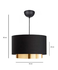 GLOBOSTAR® BASIL 204-0174 Μοντέρνο Κρεμαστό Φωτιστικό Οροφής με Ντουί 1 x E27 AC 220-240V IP20 – Μαύρο & Χρυσό – Μ30 x Π30 x Υ20cm