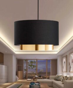 GLOBOSTAR® BASIL 204-0174 Μοντέρνο Κρεμαστό Φωτιστικό Οροφής με Ντουί 1 x E27 AC 220-240V IP20 – Μαύρο & Χρυσό – Μ30 x Π30 x Υ20cm