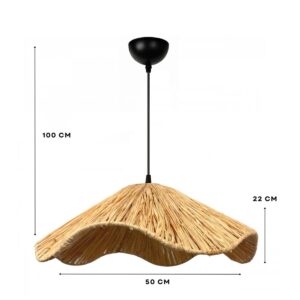 GLOBOSTAR® PAJERO 204-0177 Boho Κρεμαστό Φωτιστικό Οροφής Μονόφωτο 1 x E27 AC 220-240V IP20 Μπεζ – Μ50 x Π50 x Υ22cm