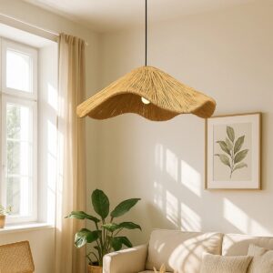 GLOBOSTAR® PAJERO 204-0177 Boho Κρεμαστό Φωτιστικό Οροφής Μονόφωτο 1 x E27 AC 220-240V IP20 Μπεζ – Μ50 x Π50 x Υ22cm