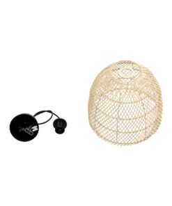 GLOBOSTAR® CESTINO 204-0178 Boho Κρεμαστό Φωτιστικό Οροφής Μονόφωτο 1 x E27 AC 220-240V IP20 Μπεζ – Μ30 x Π30 x Υ25cm