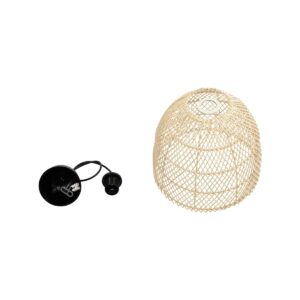 GLOBOSTAR® CESTINO 204-0178 Boho Κρεμαστό Φωτιστικό Οροφής Μονόφωτο 1 x E27 AC 220-240V IP20 Μπεζ – Μ30 x Π30 x Υ25cm