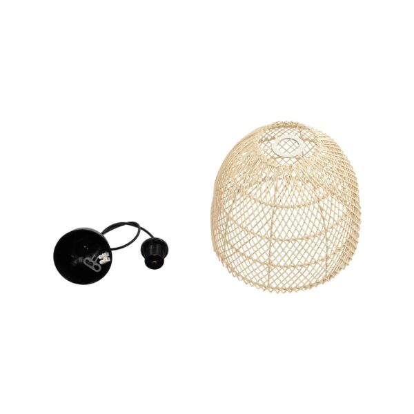 GLOBOSTAR® CESTINO 204-0178 Boho Κρεμαστό Φωτιστικό Οροφής Μονόφωτο 1 x E27 AC 220-240V IP20 Μπεζ – Μ30 x Π30 x Υ25cm