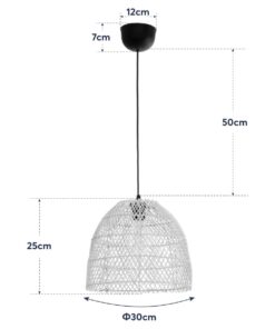 GLOBOSTAR® CESTINO 204-0178 Boho Κρεμαστό Φωτιστικό Οροφής Μονόφωτο 1 x E27 AC 220-240V IP20 Μπεζ – Μ30 x Π30 x Υ25cm