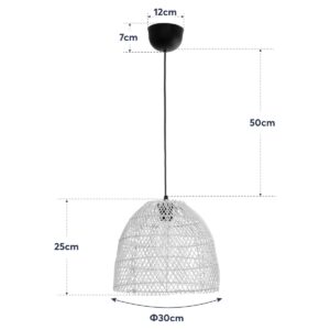 GLOBOSTAR® CESTINO 204-0178 Boho Κρεμαστό Φωτιστικό Οροφής Μονόφωτο 1 x E27 AC 220-240V IP20 Μπεζ – Μ30 x Π30 x Υ25cm