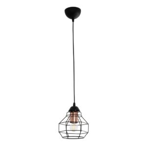 GLOBOSTAR® BUR 204-0180 Μοντέρνο Κρεμαστό Φωτιστικό Οροφής Μονόφωτο 1 x E27 AC 220-240V IP20 Μαύρο – Μ17 x Π17 x Υ23cm