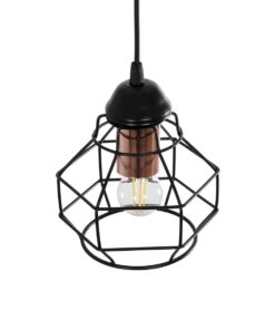 GLOBOSTAR® BUR 204-0180 Μοντέρνο Κρεμαστό Φωτιστικό Οροφής Μονόφωτο 1 x E27 AC 220-240V IP20 Μαύρο – Μ17 x Π17 x Υ23cm