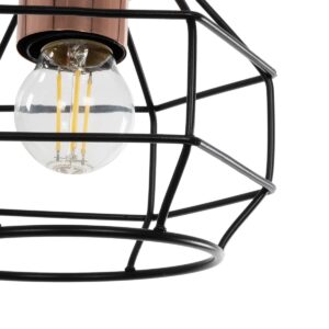 GLOBOSTAR® BUR 204-0180 Μοντέρνο Κρεμαστό Φωτιστικό Οροφής Μονόφωτο 1 x E27 AC 220-240V IP20 Μαύρο – Μ17 x Π17 x Υ23cm