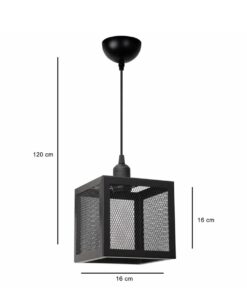 GLOBOSTAR® JAULA 204-0181 Μοντέρνο Κρεμαστό Φωτιστικό Οροφής Μονόφωτο 1 x E27 AC 220-240V IP20 Μαύρο – Μ17 x Π17 x Υ23cm