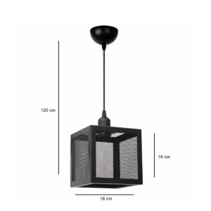 GLOBOSTAR® JAULA 204-0181 Μοντέρνο Κρεμαστό Φωτιστικό Οροφής Μονόφωτο 1 x E27 AC 220-240V IP20 Μαύρο – Μ17 x Π17 x Υ23cm