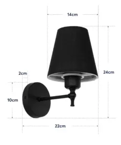 GloboStar® ELEGANTE 204-0185 Μοντέρνο Φωτιστικό Τοίχου Απλίκα Μονόφωτο 1 x E27 AC 220-240V IP20 Μαύρο – Μ14 x Π14 x Υ26cm