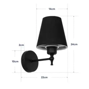 GloboStar® ELEGANTE 204-0185 Μοντέρνο Φωτιστικό Τοίχου Απλίκα Μονόφωτο 1 x E27 AC 220-240V IP20 Μαύρο – Μ14 x Π14 x Υ26cm