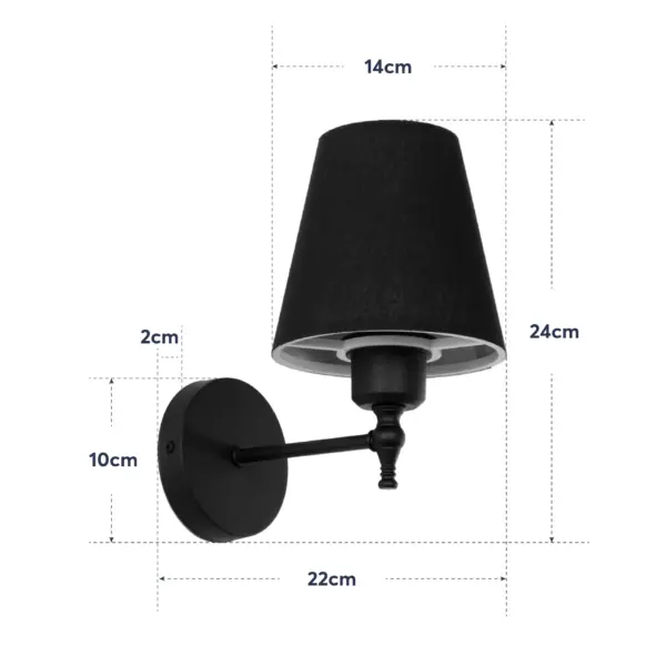 GloboStar® ELEGANTE 204-0185 Μοντέρνο Φωτιστικό Τοίχου Απλίκα Μονόφωτο 1 x E27 AC 220-240V IP20 Μαύρο – Μ14 x Π14 x Υ26cm