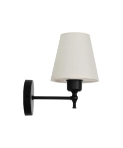 GloboStar® ELEGANTE 204-0186 Μοντέρνο Φωτιστικό Τοίχου Απλίκα Μονόφωτο 1 x E27 AC 220-240V IP20 Μπεζ & Μαύρο – Μ14 x Π14 x Υ26cm