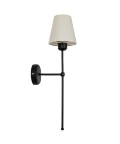 GloboStar® LING 204-0190 Μοντέρνο Φωτιστικό Τοίχου Απλίκα Μονόφωτο 1 x E27 AC 220-240V IP20 Μπεζ & Μαύρο – Μ13 x Π13 x Υ50cm