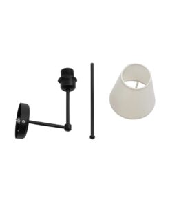 GloboStar® LING 204-0190 Μοντέρνο Φωτιστικό Τοίχου Απλίκα Μονόφωτο 1 x E27 AC 220-240V IP20 Μπεζ & Μαύρο – Μ13 x Π13 x Υ50cm