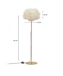 GloboStar® ALES 204-0192 Μοντέρνο Φωτιστικό Δαπέδου Μονόφωτο 1 x E27 AC 220-240V IP20 Μπεζ & Χρυσό – Μ40 x Π40 x Υ150cm