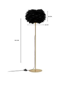 GloboStar® ALES 204-0193 Μοντέρνο Φωτιστικό Δαπέδου Μονόφωτο 1 x E27 AC 220-240V IP20 Μαύρο & Χρυσό – Μ40 x Π40 x Υ150cm