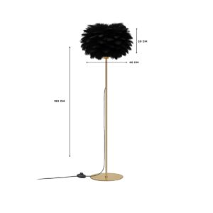 GloboStar® ALES 204-0193 Μοντέρνο Φωτιστικό Δαπέδου Μονόφωτο 1 x E27 AC 220-240V IP20 Μαύρο & Χρυσό – Μ40 x Π40 x Υ150cm