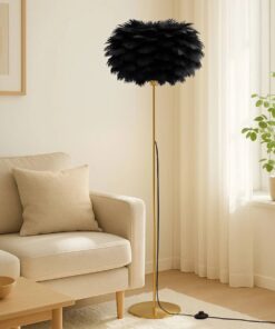 GloboStar® ALES 204-0193 Μοντέρνο Φωτιστικό Δαπέδου Μονόφωτο 1 x E27 AC 220-240V IP20 Μαύρο & Χρυσό – Μ40 x Π40 x Υ150cm