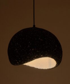 GloboStar® STONE 204-0194 Μοντέρνο Κρεμαστό Φωτιστικό Καμπάνα Μονόφωτο 1 x E27 IP20 Μαύρο Με Λευκό Πολυστερίνη με Ρητίνη – Μ35 x Π31 x Υ26cm