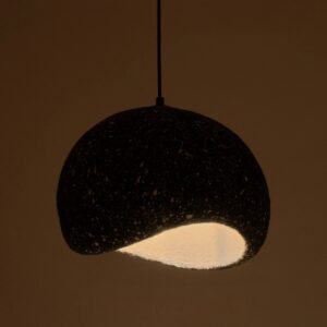 GloboStar® STONE 204-0194 Μοντέρνο Κρεμαστό Φωτιστικό Καμπάνα Μονόφωτο 1 x E27 IP20 Μαύρο Με Λευκό Πολυστερίνη με Ρητίνη – Μ35 x Π31 x Υ26cm