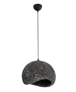 GloboStar® STONE 204-0194 Μοντέρνο Κρεμαστό Φωτιστικό Καμπάνα Μονόφωτο 1 x E27 IP20 Μαύρο Με Λευκό Πολυστερίνη με Ρητίνη – Μ35 x Π31 x Υ26cm