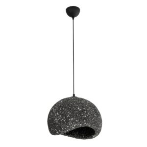 GloboStar® STONE 204-0194 Μοντέρνο Κρεμαστό Φωτιστικό Καμπάνα Μονόφωτο 1 x E27 IP20 Μαύρο Με Λευκό Πολυστερίνη με Ρητίνη – Μ35 x Π31 x Υ26cm