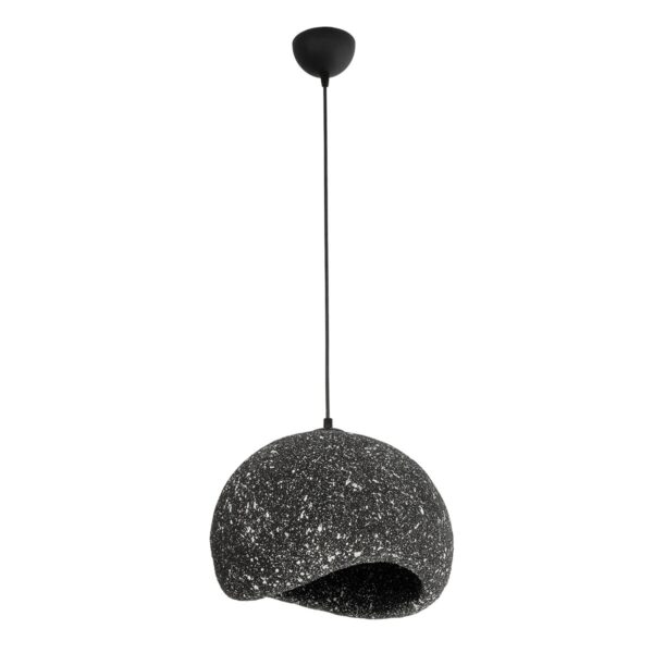 GloboStar® STONE 204-0194 Μοντέρνο Κρεμαστό Φωτιστικό Καμπάνα Μονόφωτο 1 x E27 IP20 Μαύρο Με Λευκό Πολυστερίνη με Ρητίνη – Μ35 x Π31 x Υ26cm