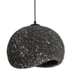 GloboStar® STONE 204-0194 Μοντέρνο Κρεμαστό Φωτιστικό Καμπάνα Μονόφωτο 1 x E27 IP20 Μαύρο Με Λευκό Πολυστερίνη με Ρητίνη – Μ35 x Π31 x Υ26cm