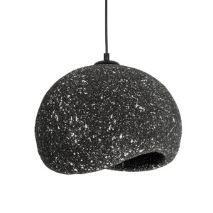 GloboStar® STONE 204-0194 Μοντέρνο Κρεμαστό Φωτιστικό Καμπάνα Μονόφωτο 1 x E27 IP20 Μαύρο Με Λευκό Πολυστερίνη με Ρητίνη – Μ35 x Π31 x Υ26cm
