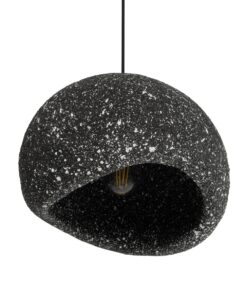 GloboStar® STONE 204-0194 Μοντέρνο Κρεμαστό Φωτιστικό Καμπάνα Μονόφωτο 1 x E27 IP20 Μαύρο Με Λευκό Πολυστερίνη με Ρητίνη – Μ35 x Π31 x Υ26cm