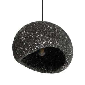 GloboStar® STONE 204-0194 Μοντέρνο Κρεμαστό Φωτιστικό Καμπάνα Μονόφωτο 1 x E27 IP20 Μαύρο Με Λευκό Πολυστερίνη με Ρητίνη – Μ35 x Π31 x Υ26cm