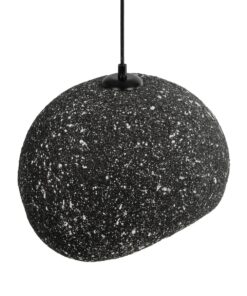 GloboStar® STONE 204-0194 Μοντέρνο Κρεμαστό Φωτιστικό Καμπάνα Μονόφωτο 1 x E27 IP20 Μαύρο Με Λευκό Πολυστερίνη με Ρητίνη – Μ35 x Π31 x Υ26cm