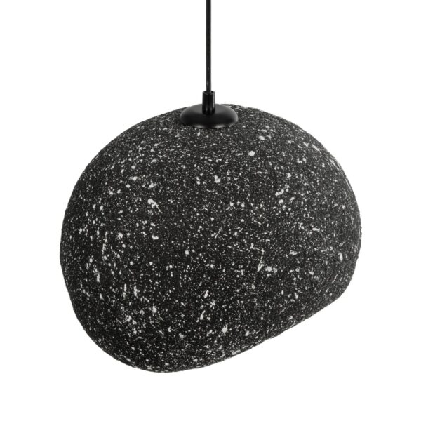 GloboStar® STONE 204-0194 Μοντέρνο Κρεμαστό Φωτιστικό Καμπάνα Μονόφωτο 1 x E27 IP20 Μαύρο Με Λευκό Πολυστερίνη με Ρητίνη – Μ35 x Π31 x Υ26cm