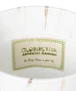 GloboStar® Artificial Garden DENPASAR 20526 Διακοσμητική Κεραμική Γλάστρα Λευκή με Χρυσό Μ20 x Π20 x Υ21 cm