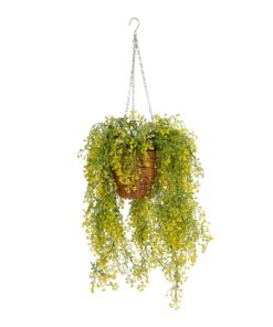GloboStar® Artificial Garden GOLDEN BELL WILLOW HANGING PLANT 20626 Τεχνητό Κρεμαστό Διακοσμητικό Φυτό Κίτρινη Ιτιά Μ40 x Π40 x Y60cm