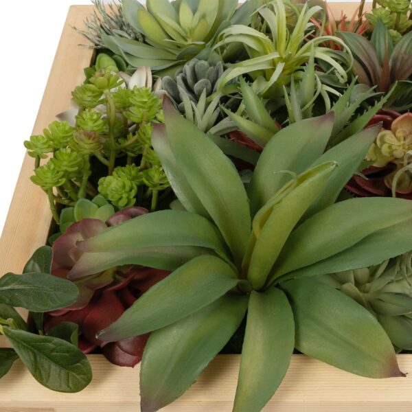 GloboStar® Artificial Garden VARIOUS PLANT 20642 Τεχνητό Διακοσμητικό Φυλλωσιάς σε Ξύλινο Πάνελ – Κάθετος Κήπος Μιξ Μ60 x Π40 x Υ20cm