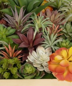 GloboStar® Artificial Garden VARIOUS PLANT 20642 Τεχνητό Διακοσμητικό Φυλλωσιάς σε Ξύλινο Πάνελ – Κάθετος Κήπος Μιξ Μ60 x Π40 x Υ20cm