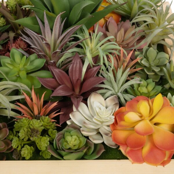 GloboStar® Artificial Garden VARIOUS PLANT 20642 Τεχνητό Διακοσμητικό Φυλλωσιάς σε Ξύλινο Πάνελ – Κάθετος Κήπος Μιξ Μ60 x Π40 x Υ20cm
