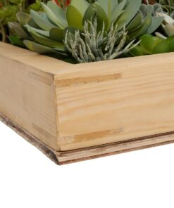 GloboStar® Artificial Garden VARIOUS PLANT 20642 Τεχνητό Διακοσμητικό Φυλλωσιάς σε Ξύλινο Πάνελ – Κάθετος Κήπος Μιξ Μ60 x Π40 x Υ20cm